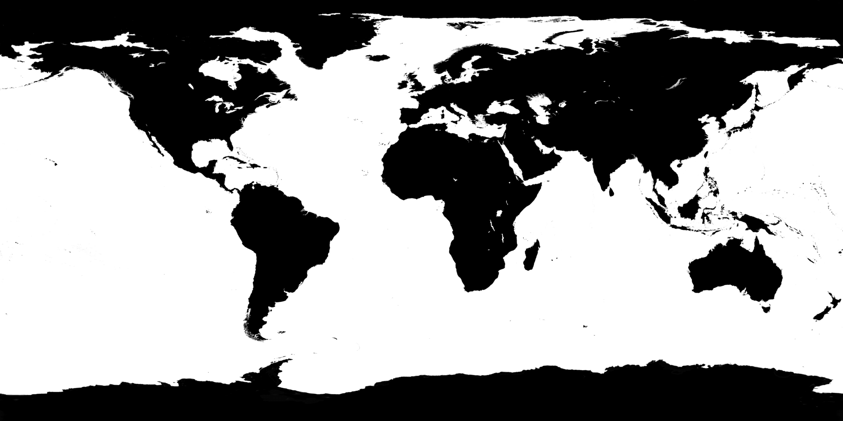 用作球形外面材质的世界地图